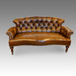 Victorian small leather library sofa