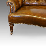 Victorian small leather library sofa - Image 9