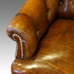 Victorian small leather library sofa - Image 8