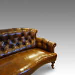 Victorian small leather library sofa - Image 6