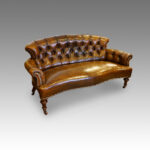 Victorian small leather library sofa - Image 7
