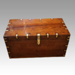 Victorian teak brass bound military chest - Image 5