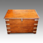 Victorian teak brass bound military trunk