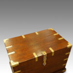 Victorian teak brass bound officers chest - Image 7