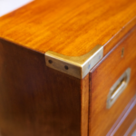 Victorian teak brass bound military chest - Image 9