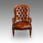 Victorian turned leg leather reading chair