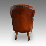 Victorian turned leg leather reading chair - Image 3