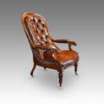 Victorian turned leg leather reading chair - Image 2