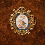 Victorian burr walnut sevres mounted pier cabinet - Image 6