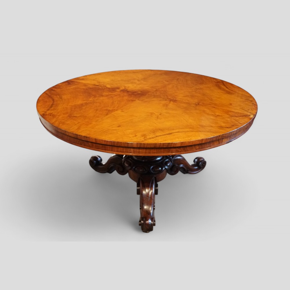 Victorian-walnut-circular-dining-table-side.jpg Victorian walnut circular dining table - Image 1