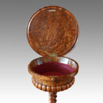 Victorian walnut circular workbox - Image 5