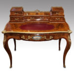 Victorian walnut inlaid writing table