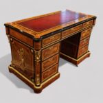 Antique Burr Walnut Ormolu Pedestal Desk - Image 16