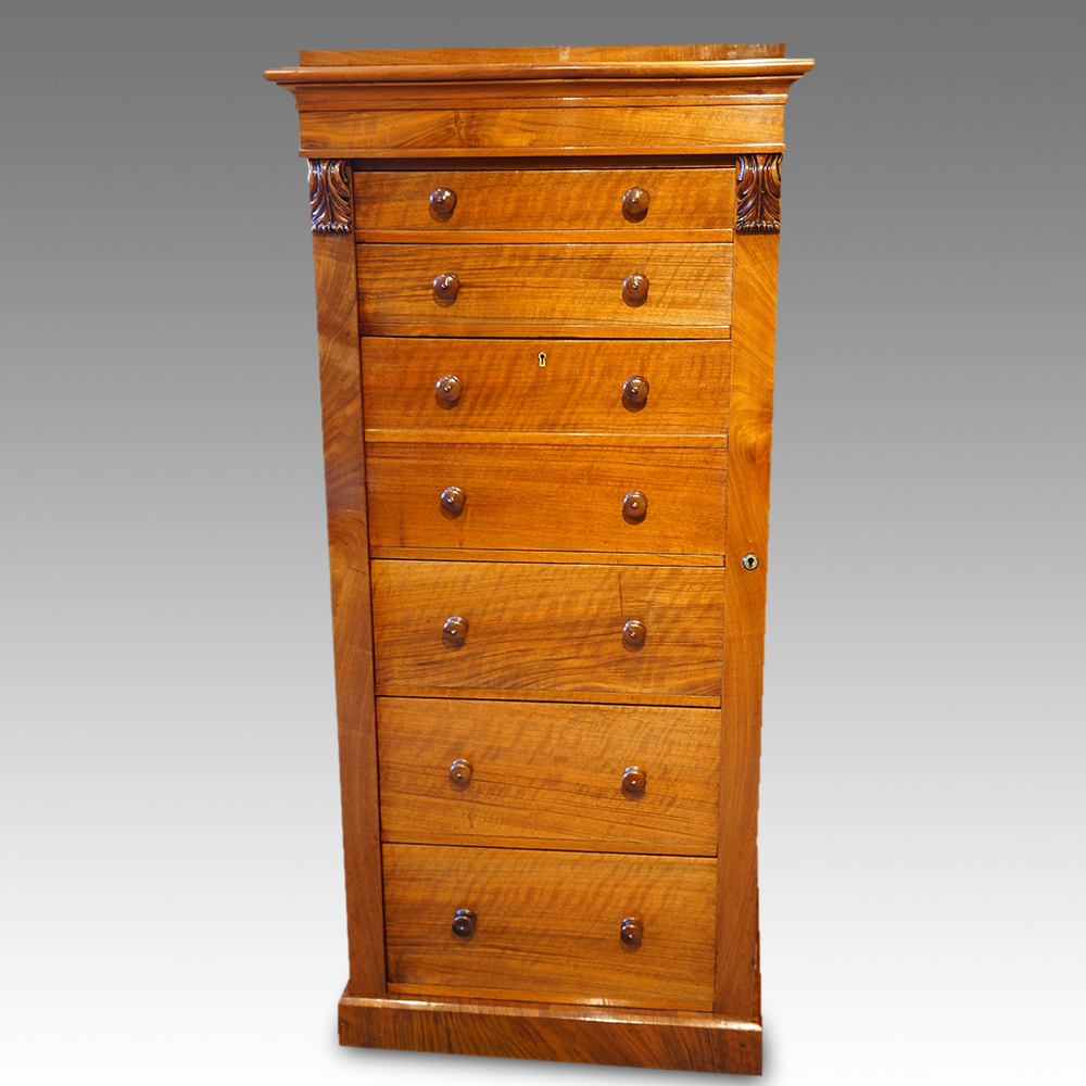 Victorian-walnut-secretaire-Wellington-chest.jpg Victorian walnut secretaire Wellington chest - Image 1