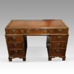 Georgian style walnut pedestal desk