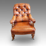 Victorian leather button back easy chair