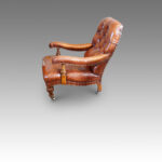 Victorian leather button back easy chair - Image 2