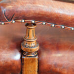 Victorian leather button back easy chair - Image 3