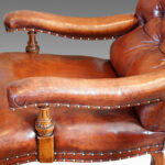 Victorian leather button back easy chair - Image 5