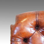 Victorian leather button back easy chair - Image 7