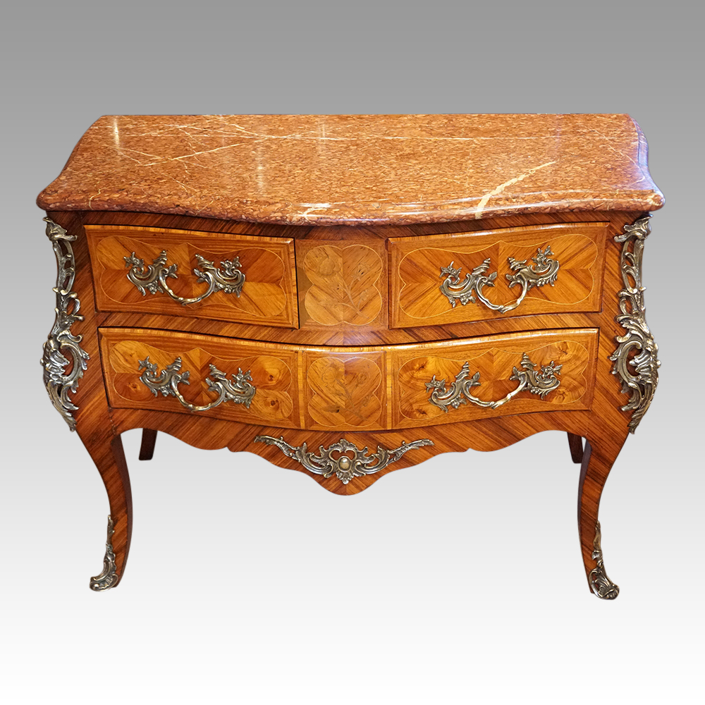 Walnut-marquetry-commode.jpg Kingwood marquetry commode - Image 1