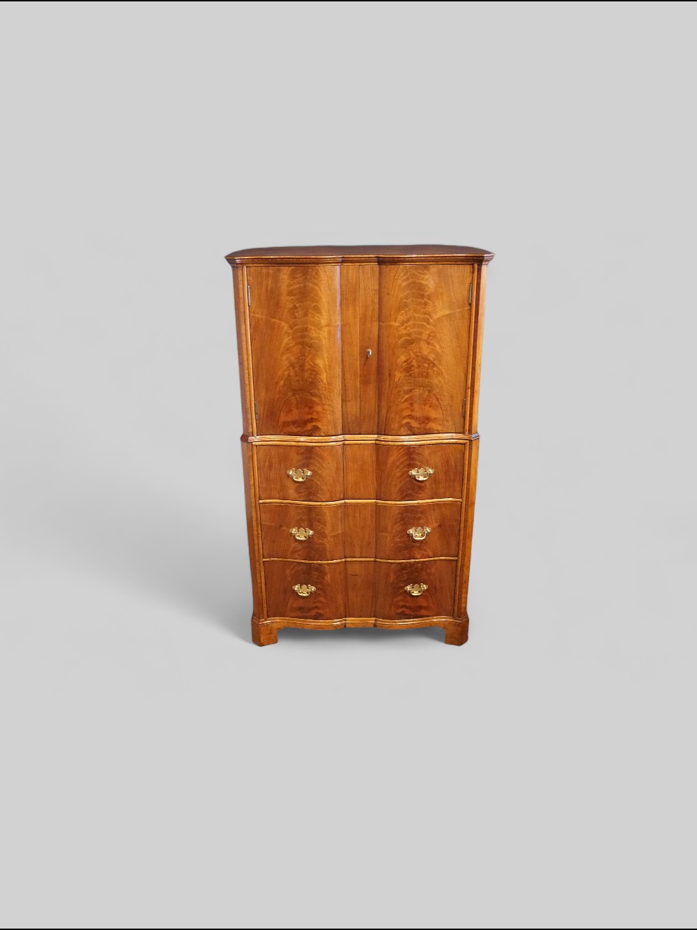 Walnut-tallboy-front.jpg George V walnut gentlemans tallboy - Image 1