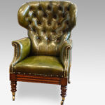 William IV leather button back reclining patent library chair - Image 11
