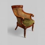 William IV mahogany library chair with bergère caning