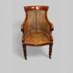 William IV mahogany library chair with bergère caning - Image 3