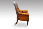 William IV Mahogany Button-Back Leather Easy Chair - Image 3