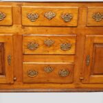 George III Fruitwood Dresser Base Sideboard with Cupboard Interior & Brass Swan Neck Handles, Circa 1760–1820 - Image 11