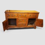 George III Fruitwood Dresser Base Sideboard with Cupboard Interior & Brass Swan Neck Handles, Circa 1760–1820 - Image 9