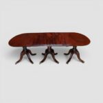 Antique Mahogany Triple Pedestal Extending Dining Table | Large 3 Pillar Dining Table - Image 9