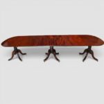 Antique Mahogany Triple Pedestal Extending Dining Table | Large 3 Pillar Dining Table