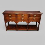 Antique Oak Pot Board Dresser Base – Georgian Style Sideboard with 6 Drawers & Pot Board Shelf, 159cm Wide