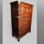 Antique Korean Burr Elm Cabinet with Brass Hardware – 19th Century Storage Chest - Image 9