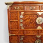 Antique Korean Burr Elm Cabinet with Brass Hardware – 19th Century Storage Chest - Image 8