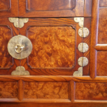 Antique Korean Burr Elm Cabinet with Brass Hardware – 19th Century Storage Chest - Image 7