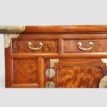 Antique Korean Burr Elm Cabinet with Brass Hardware – 19th Century Storage Chest - Image 2