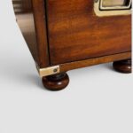 Campaign Style Mahogany Pedestal Desk with Brass Corners & Flush Brass Handles – Three Piece Desk with File Drawer - Image 12