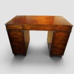 Campaign Style Mahogany Pedestal Desk with Brass Corners & Flush Brass Handles – Three Piece Desk with File Drawer - Image 6