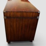 Campaign Style Mahogany Pedestal Desk with Brass Corners & Flush Brass Handles – Three Piece Desk with File Drawer - Image 5
