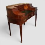 Edwardian Inlaid Mahogany Carlton House Desk with Satinwood Oval Panels & Green Leather Writing Surface - Image 7