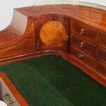 Edwardian Inlaid Mahogany Carlton House Desk with Satinwood Oval Panels & Green Leather Writing Surface - Image 5