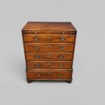 George I Style Figured Walnut Chest of Drawers with Brushing Slide and Bun Feet