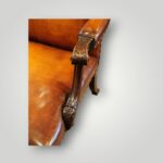 Large Georgian Gainsborough Armchair in Hand-Dyed English Hide Leather – Mahogany with Chippendale Blind Carving - Image 11