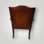 Large Georgian Gainsborough Armchair in Hand-Dyed English Hide Leather – Mahogany with Chippendale Blind Carving - Image 5