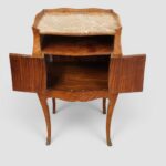 Pair of Continental Walnut & Kingwood Bedside Cabinets with Marble Tops, Side Drawer & Cupboard - Image 2