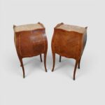 Pair of Continental Walnut & Kingwood Bedside Cabinets with Marble Tops, Side Drawer & Cupboard - Image 6
