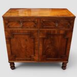 Regency Mahogany Side Cabinet with Crossbanded Top & Brass Knob Handles